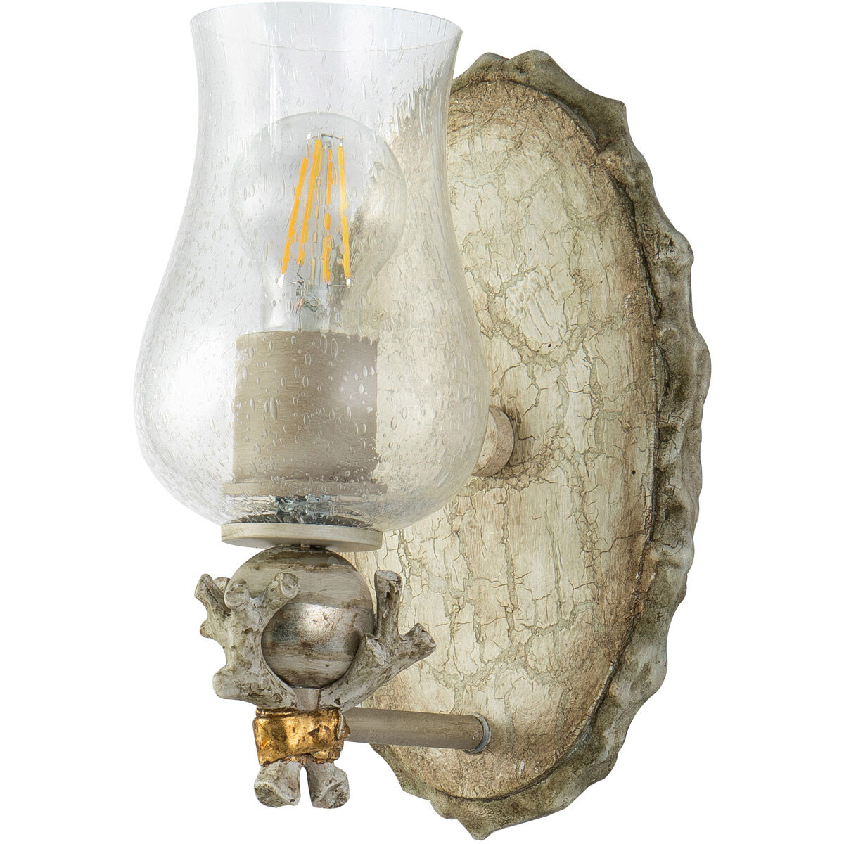 Trellis 1 Light 6.5 inch Hand-painted with putty patina and silver leaf orb Bath Light Wall Light